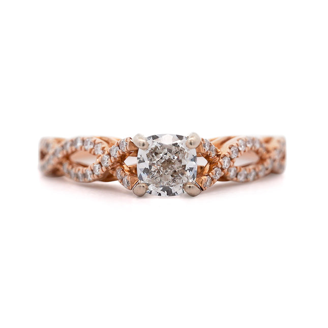 1.06ctw Cushion Diamond Twisted Shank Ring 14K Rose Gold | GIA