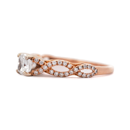 1.06ctw Cushion Diamond Twisted Shank Ring 14K Rose Gold | GIA