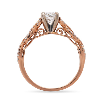 1.06ctw Cushion Diamond Twisted Shank Ring 14K Rose Gold | GIA