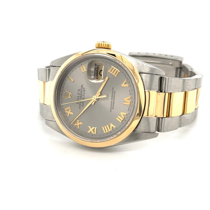 Rolex DateJust 36mm Gray Slate Dial Watch Ref. 16203 With Oyster Bracelet