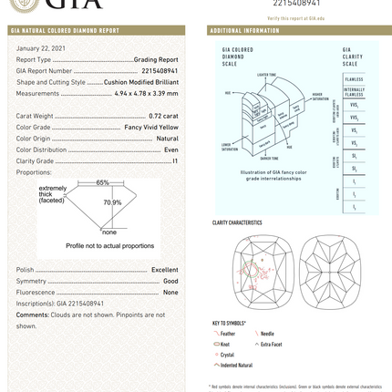 6.46ctw Cushion Diamond & Fancy Vivid Yell0w 3-Stone Ring 18K | GIA