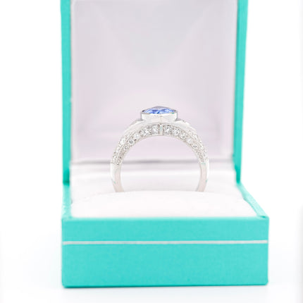 Vintage GIA Certified 4 Carat Marquise-Cut Ceylon Sapphire & Diamond Platinum Ring