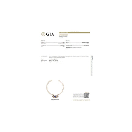 Vintage GIA Certified 5 Carat Heart Blue Sapphire, Diamond & Pearl Necklace