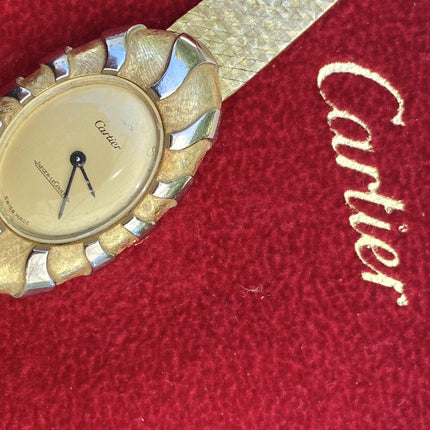 Vintage Two-Tone Cartier and Jaeger LeCoultre Watch in 18k Solid Yellow Gold