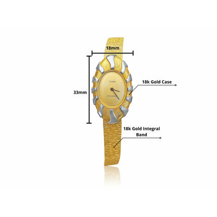 Vintage Two-Tone Cartier and Jaeger LeCoultre Watch in 18k Solid Yellow Gold
