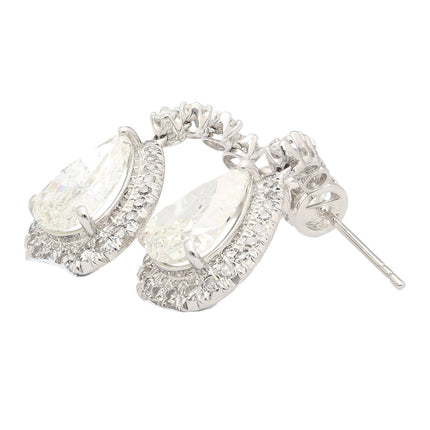 GIA 7.51 Carat Total Pear Cut Diamond Drop Earrings in 18K White Gold