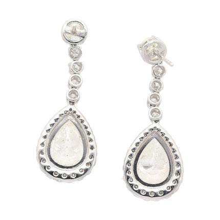 GIA 7.51 Carat Total Pear Cut Diamond Drop Earrings in 18K White Gold