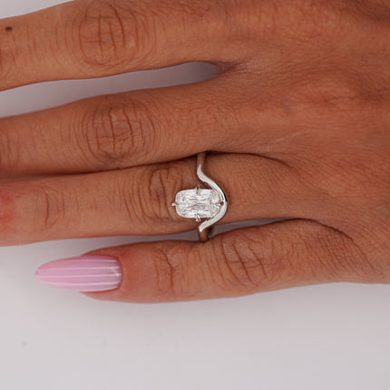 1.05ct Elongated Cushion Diamond G/VS2 Platinum Compass Curve Solitaire Ring | GIA
