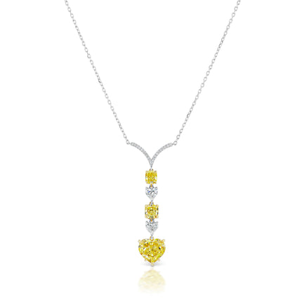 4.53ctw Fancy Intense Yellow Heart Diamond Drop Pendant 18K | GIA