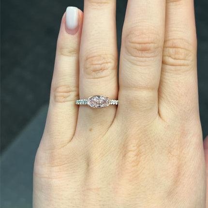1.10ct Fancy Light Pink Oval Diamond East-West Pavé Ring | GIA